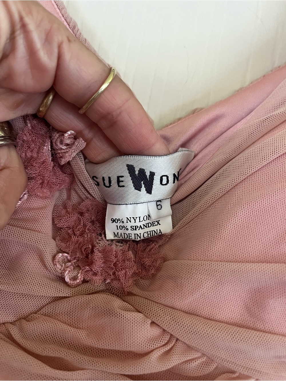 VTG Y2K Sue Wong Ethereal Fairycore Bridal Embellished Ruched Party Dress 6 - Picture 4 of 14